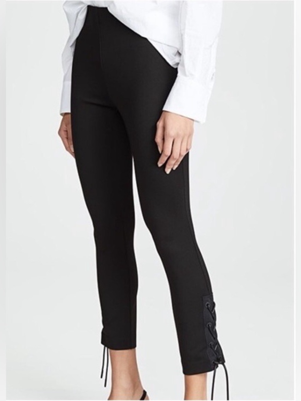 rag & bone Black Cropped Lace-Up Ankle Pants